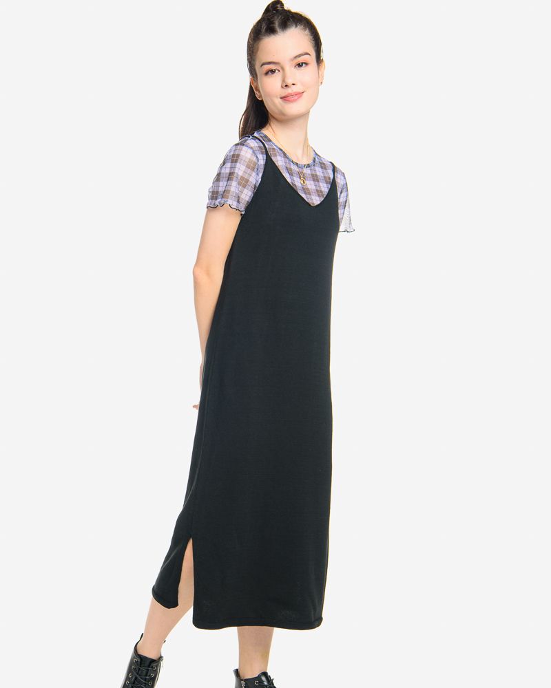 Slim Fit V-Neck Knitted Sleeveless Dress