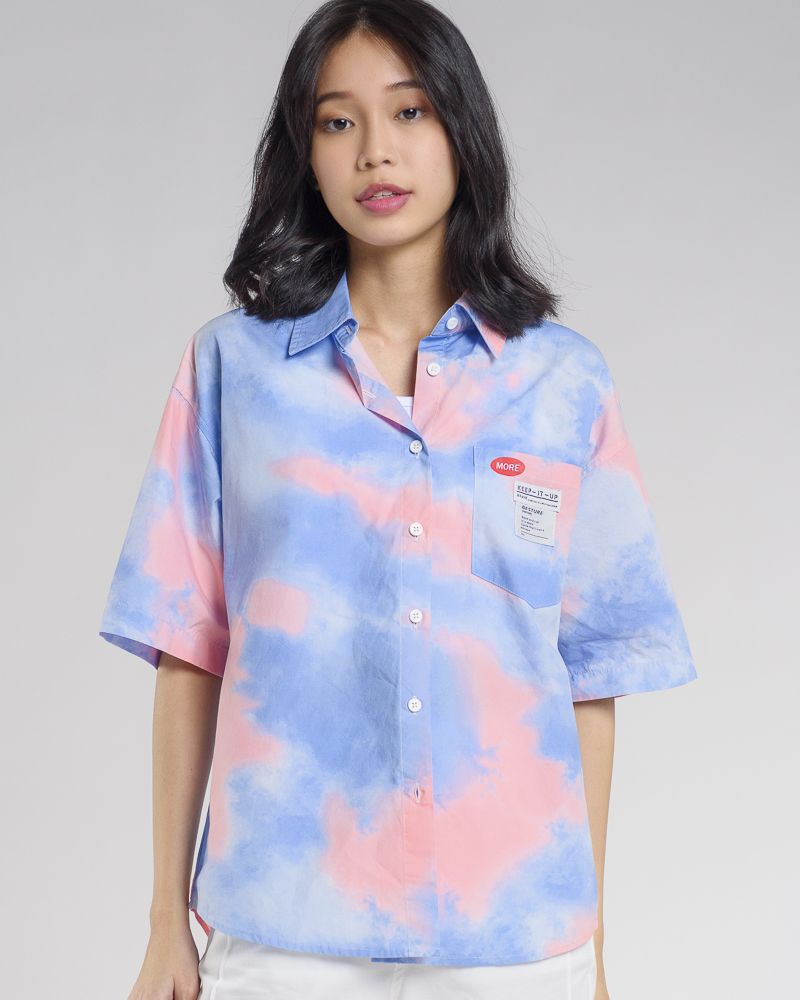 Oversized Button Up Shirt in Tie Dye