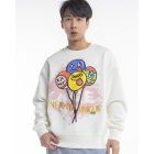 Solid Colour Sweater with New and Unique Graphic Print (White)